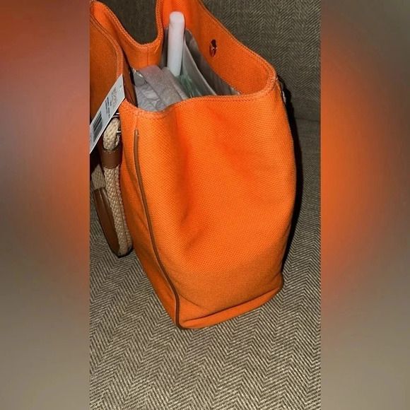 đź’ĄBLK FRI SALE NWT $258 Michael Kors Talia Apricot LG Grab Canvas Tote Purse Bag - Picture 10 of 11